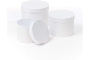 Floralcraft Set of 3 Round Lined Symphony Hat Boxes with Lids (White), Empty Storage Boxes Cardboard Florist Hat Boxes Jewellery Boxes for Wedding Anniversary Valentines Gift Christmas