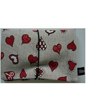 Büroteuse Tabaktasche / Drehertasche mt kleinen roten Herzen, jede Tasche ein Unikat!