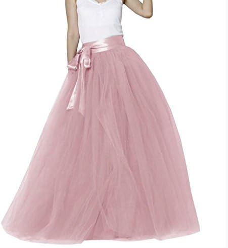WDPL Long Tulle Bridal Skirt with Bowknot for Woment Size 12 UK Dusty Rose