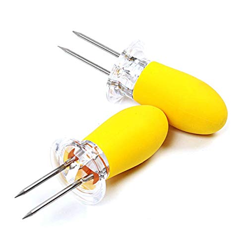 Acacia person Conjunto de 12 Barbacoa Tenedores para Mazorcas de Maíz Acero Inoxidable Brochetas Pinchos de Fruta