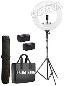 OCTOVA Ring Light 18 inch with Stand & Battery; 55W 3200k - 5500K Dimmable LED Kit AC Powered; for Camera; Smartphone;YouTube;Self Portrait Shooting; Tiktok; Musically; Makeup Professionals