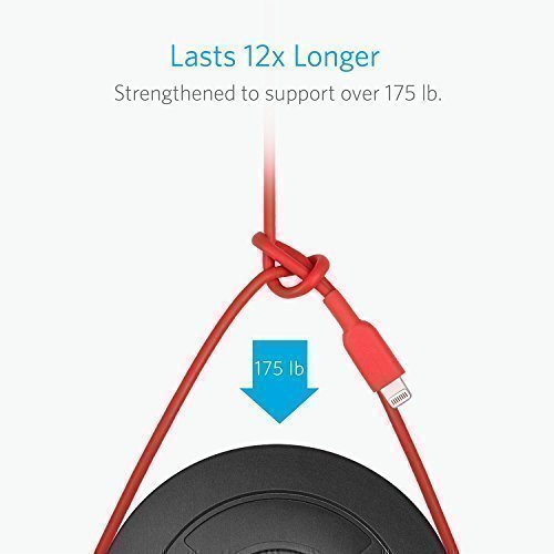 Anker PowerLine II 3m iPhone Ladekabel Lightning Kabel, MFi-Zertifiziert für iPhone 7 / 7 Plus / 6 / 6 Plus / 5S / 5 (Rot) - 4
