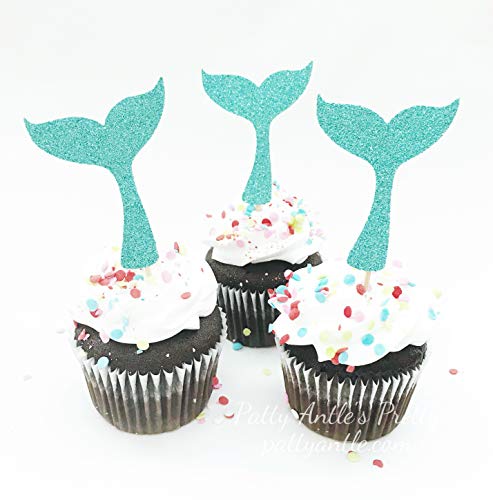 Preisvergleich Produktbild Meerjungfrauenflosse für Cupcakes, Meerjungfrauenflosse, glitzernd, 12 Stück