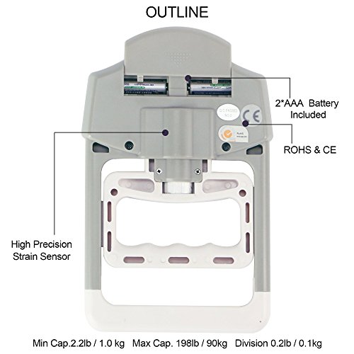 iisport 200 lbs/90 kg Digitales Hand-Dynamometer Grip Stärke Messung Meter automatische Erfassung Hand Grip Power - 5