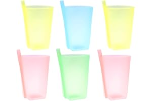 EXCEART Bunte Schluckbecher mit Eingebautem Strohhalm 6Er Pack Strohbecher für Kleinkinder Plastikbecher mit Eingebautem Strohbonbon Farbe Wasserbecher für Kinder Kinder