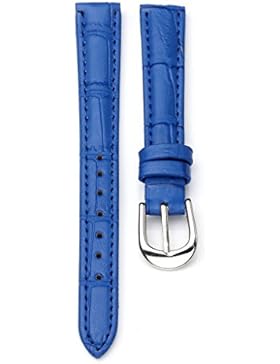 JSDDE Uhrenarmband 12mm Echtes Leder Uhrband Unisex Damen Herren Uhrenband Uhrenarmbänder Watch Strap Silber Schließe...