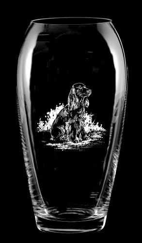 Crystal Barrel Vase with Cocker Spaniel (Sitting) Dog Gift