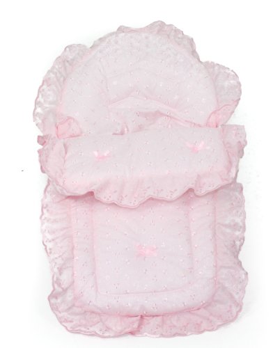 Beautiful Broderie Anglais Foot Muff Cozy Toes - Available in White,Cream,Pink or Blue (Pink)
