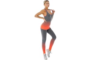 ZiaWorld Women Workout Outfits 2 Piece Set, Gym Set Seamless Ribbed Casual Comfortable Vest Top High Waist Leggings Sets, Sports Activewear Tracksuit Yoga Fitness Ladies Gym Wear