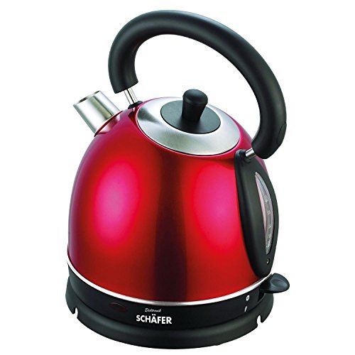 Preisvergleich Produktbild Schäfer Wasserkocher Edelstahl Rot 1,8L 1800 Watt