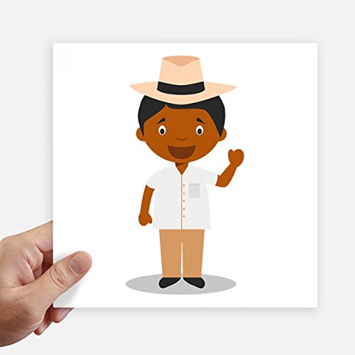 DIYthinker Hat Black Cuba Cartoon Square Stickers 20Cm Wall Suitcase Laptop Motobike Decal 4Pcs