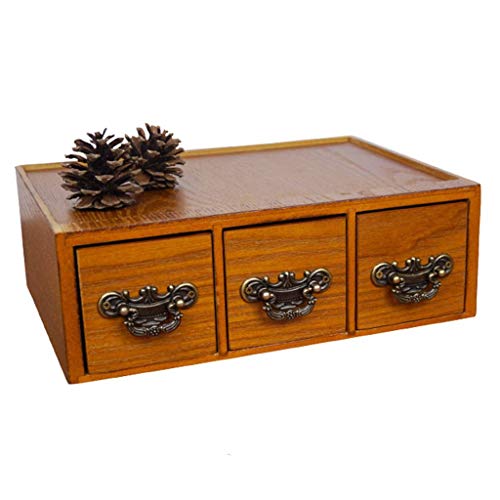 Preisvergleich Produktbild Holz Kosmetik Aufbewahrungsbox DREI Schublade Schminktisch Desktop Schmuck Hautpflege Staub 92 * 195 * 260mm