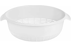ACAN Tradineur - Escurreverduras de plástico, colador con asas, cesta de drenaje de frutas, verduras, pasta, cocina (Blanco, Ø 27 cm)