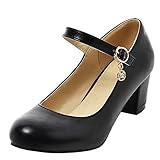 mary janes schwarz  Atyche Damen Mary Janes Riemchen Halbschuhe Pumps mit Schnalle und Blockabsatz Rockabilly Bequeme Schuhe