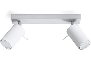 SOLLUX lighting Ring 2 Plafonnier | Design Minimaliste et Moderne, Bras Orientable & Direction de la Lumière | Ampoule GU10 Remplaçable, 2 x 40 W | Acier, Blanc, 30 x 6 x 16 cm