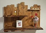  Rustikale Wohnwand aus recyceltem Holz mit Rinde, scharfer Kante, Design-Fotorahmen mit Live-Kantenregal,Buchhalter aus Massivholz