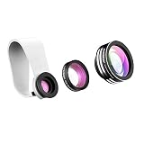 Mpow - Lente Ojo de Pez 3 en 1 Supremo de 180 grados (más 0.65X ángulo amplio más 10X lente marco con pinza acolchada para iPhone 6s 6, y Android Smartphone)