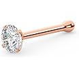 EternalDia IGI Certified 1.5mm/1.7mm/2mm Diamond Nose Stud With Ball / 14K Gold Nose Stud in 20 Gauge/Nose Ring Bone Diamond Color-I-J, Diamond Clarity- I2-I3 For Women