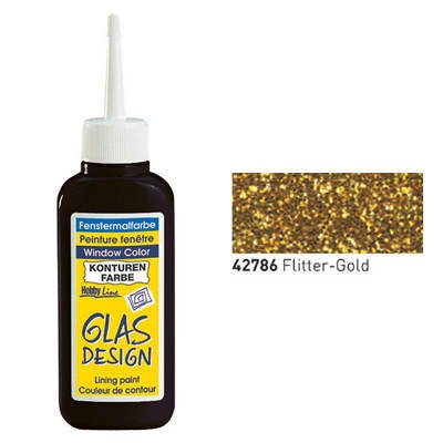 Glas-Design Konturenfarbe 80ml, Flitter-Gold [Spielzeug]