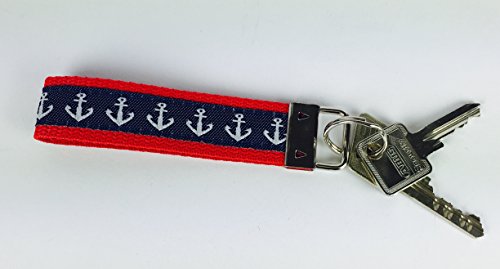 Schlüsselband Anker maritim Schlüsselanhänger rot oder blau (rot/blau) - 3