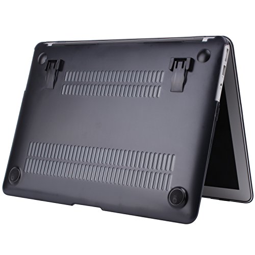 LIANG Matte Gummierte Harte Schutzhülle mit Kickstand Ständer für Macbook Air 13 Hülle Cover Tasche Silicon Case Shell Hard Plastik mattiert SchutzTasche + tpu Tastatur-Schutzfolie(Schwarz,MacBook Air 13 A1369 / A1466),Schwarz - 8