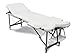 FoxHunter Deluxe Portable Lightweight Massage Table Beauty Couch Therapy Bed Folded 3 Section Aluminium Frame Beige with Headrest Armsupport Free Cover and Carrying Bag