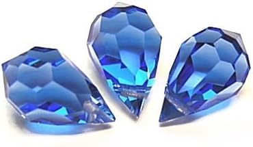 10 pcs Sapphire Blue Glass Faceted Teardrop Briolette Beads, Top drilled faceted briolette 10mm