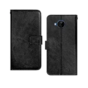 Pinaaki Enterprises Nokia C20 Plus Flip Case | Premium Leather Finish Flip Cover | with Card Pockets | Wallet Stand |Complete Protection Flip Cover for Nokia C20 Plus - Black