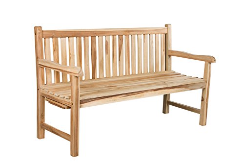 Ambientehome Teakholz Gartenbank 3-Sitzer Bank inkl. Tabletts Elba, Natur, ca. 150 cm - 2