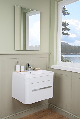 Aquariss Designer 600mm Bathroom Vanity Unit Furniture, Basin & FREE Mirror- White