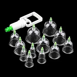 Boosty Effective Healthy 12 PCS Vacuum Cupping Set Health Care Vacuum Cupping Portable Body Relaxation Massage Therapy Kit Chinese Cupping Cups