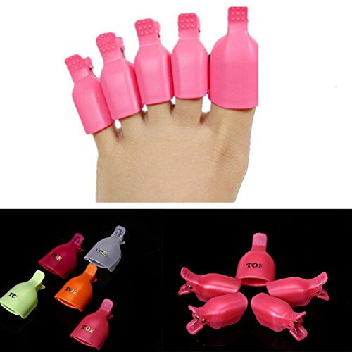 DDLBiz® 5Pcs Toenail Soak Off Clip Caps Gel Nail Art Tips Reusable Clamp Remover