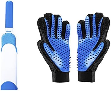Fur Wizard Remover Bundle: Dog And Cat Lint Remover And Deshedding Glove For Healthy And Shiny Fur, Removes Loose Hairs, Easy To Use For Quick Coat Cleaning, Adjustable Silicone Massage Mitt