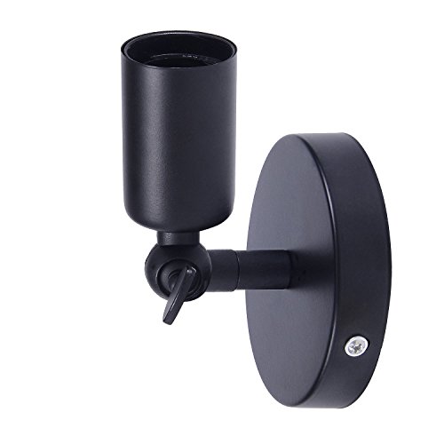 Huahan Haituo simplicité Vintage industrielle applique mur lumière E27 Edison fil noir lampe Holder(Noir)