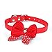Produktbild ducomi® Verstellbare Halsband aus Leder mit Fliege Häkeln und Schleife gepunktet für Hund, Katze und Welpe, rot, 0647903005376 S