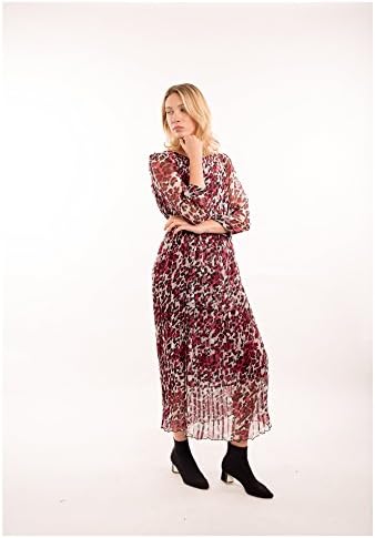 Lady's Chiffon pleated full length floral leaves paisley snake leopard print maxi dress party evening bridesmaid holiday beach wear