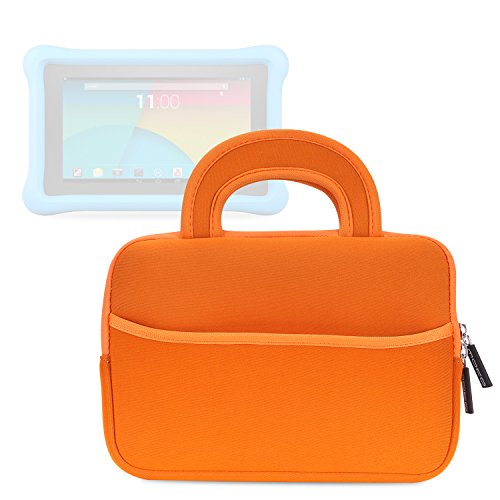 MoKo Universal 7-8 Zoll Tablet Tasche – Neoprene Handtasche Tragetasche Wallet Bag für All-New Fire HD 8 2016, Fire Kids Edition 7″ (5. Gen. 2015), All-New Kindle(8. Gen. 2016), Fire 7, Orange - 2