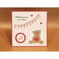 Karte zur Geburt, zum Baby, Mädchen, Name personalisierbar, Handarbeit