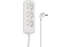 Hama Steckdosenleiste 3-Fach (Mehrfachsteckdose ohne Schalter, Steckerleiste 1,4m, Verteilersteckdose GS-geprüft, Steckdosen um 45 Grad gedreht, Mehrfachstecker für Home Office) weiß