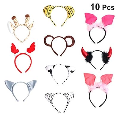 Beaupretty 10pcs Serre-tête Oreilles Animaux Drôle Bandeau Oreilles Cosplay Costume Animal Cheveux Accessoires Cerceau de Cheveux pour Enfants Femmes Filles (10 Animaux)