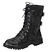 Produktbild YWLINK Damen Reitstiefel RöMisch Reiten Reitstiefel Martin Stiefel Mitte Der Stiefel SchnüRen ReißVerschluss Damenschuhe FrüHling Und Herbst(40 EU,Schwarz)