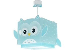 Dalber Lampe Suspension enfant Little Owl Hibou Animals, Luminaire suspendu pour chambre; d'enfant, lustre chambre; enfant, 64392, E27, Turquoise