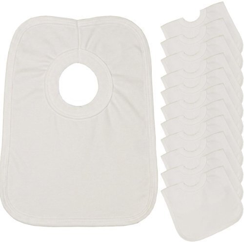 BabyPrem Baby 12 Pack 100% Cotton Round neck Popover the head Bib One size White