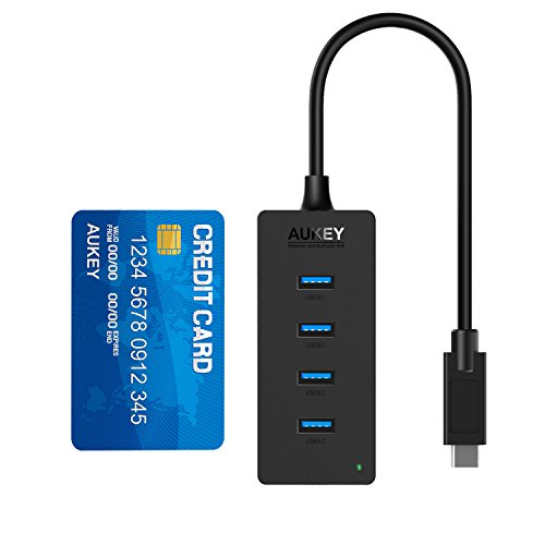 AUKEY USB C Hub auf USB 3.0 * 4 Port Netzwerkadapter für Type C Geräte inklusive dem neue MacBook 2015, Google Chromebook Pixel und usw. Schwarz - 2