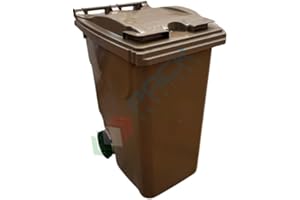 MOBIL PLASTIC Bidone spazzatura per la raccolta differenziata rifiuti, capacità 360 Lt, certificato UNI EN 840, per uso esterno, colore marrone