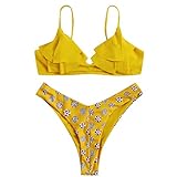 AHAYAKU Damen Mädchen Bikini Set Underwire Padded Sexy Beach Floral Suit Bodycon Bademode