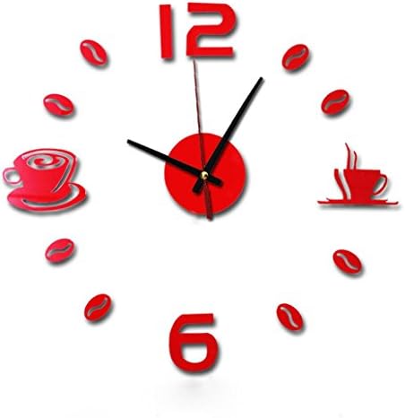 Winwintom Acrylic DIY Self Adhesive Creative Decoration Mute Clock (Red)