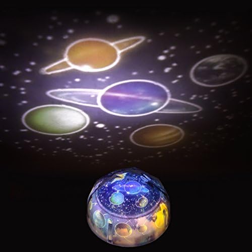 Starlight LED Starry Sky Projector Night Light Lamp Sleep Aid for Baby / Kids / Adult [4 Movie] Projected the Nine Planets, the Moon, a Starry Sky and Birthday Cake [black]