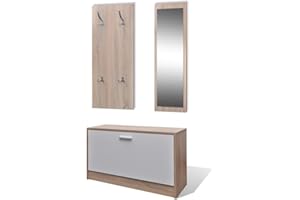 VIDAXL Zestaw mebli do przedpokoju 3-w-1, kolor dębowy i biały