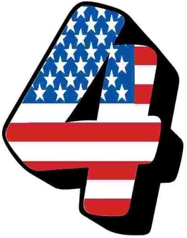 American - America Flag Number 4 Sticker For House Door / Wheelie Bin / Dustbin - Choose Number